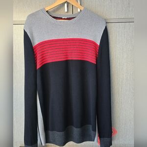 Tristan Men's Black, Gray, and Red Crewneck Sweater